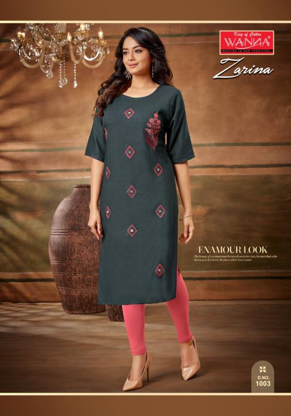 Wanna Zarina 7 Fancy Wear Rayon Embroidery Kurti Collection